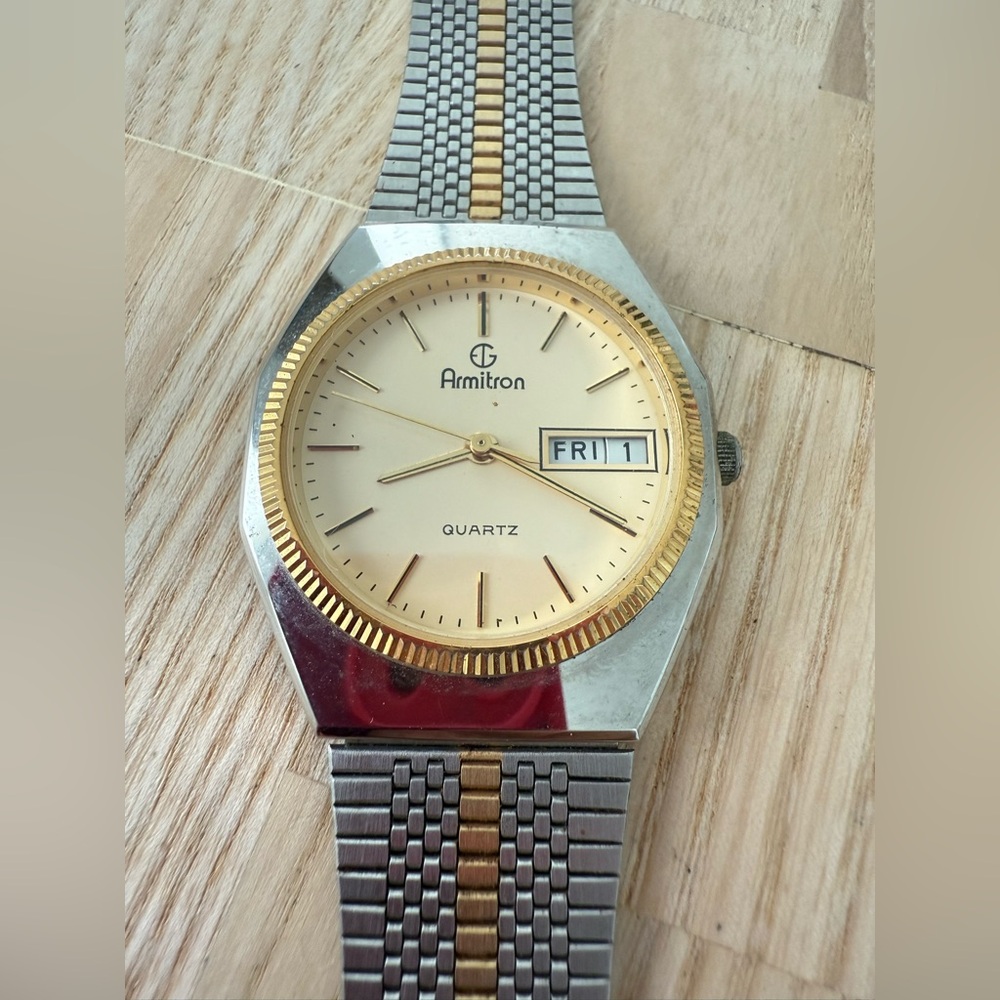 Vintage Armitron men’s two tone dress watch NEW BATTERY